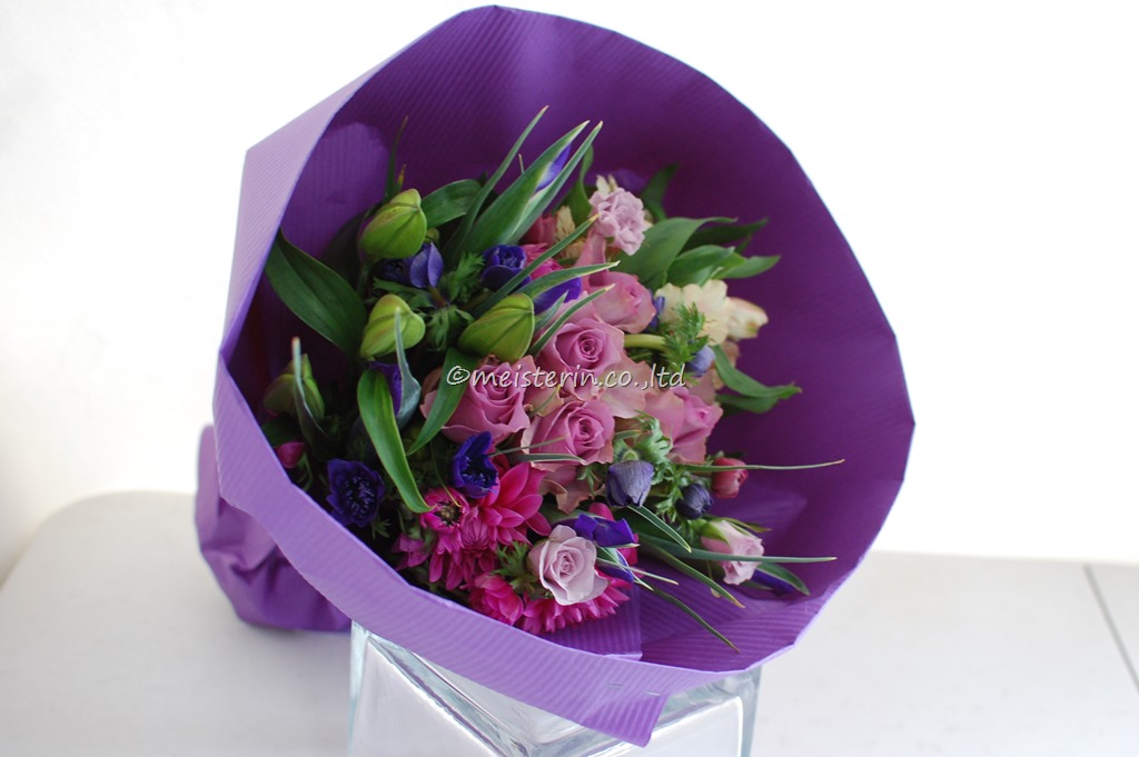 古希の花束 紫 ラグジュアリーフラワー 花ギフト
